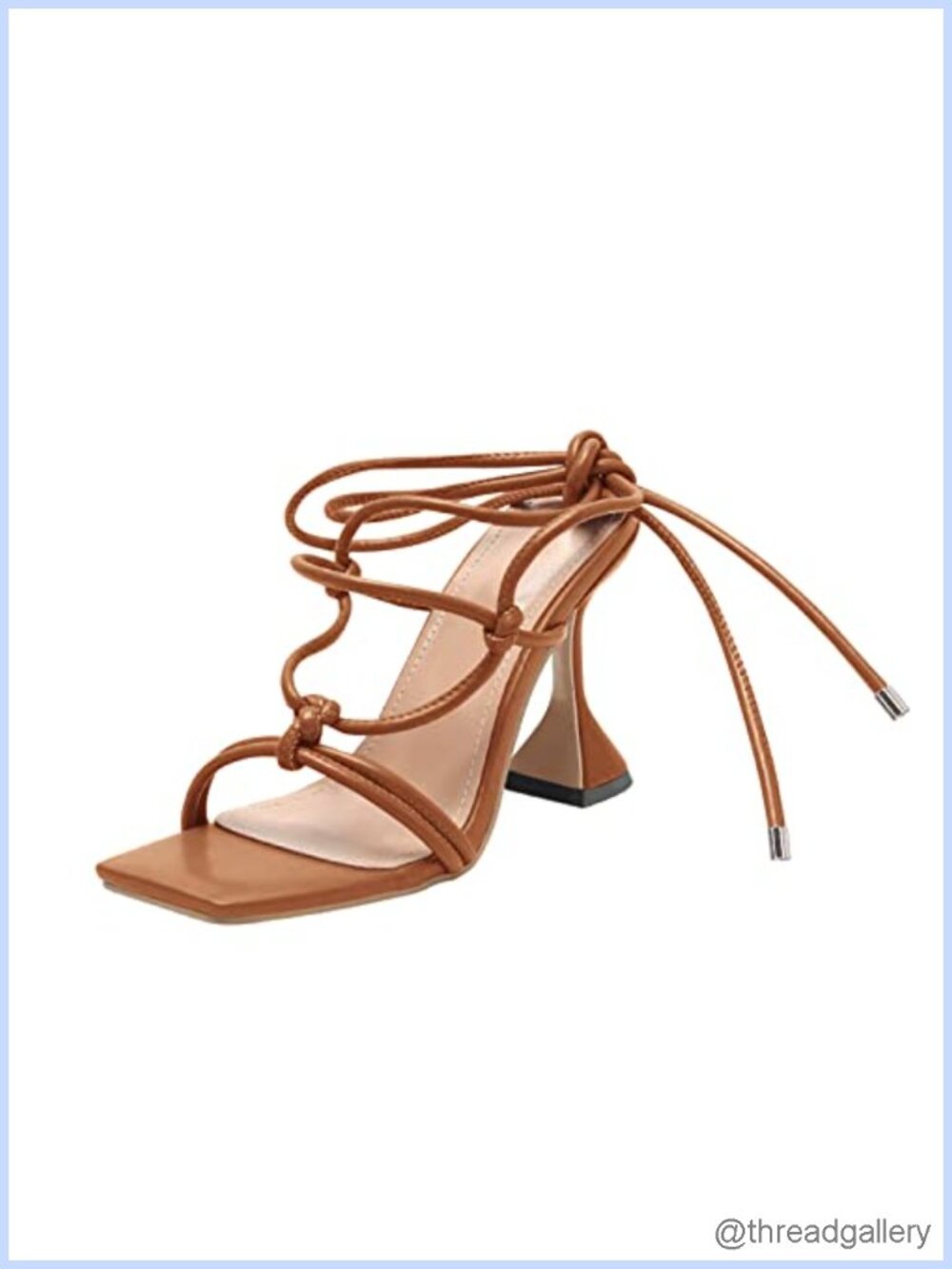 Lace Up Heels Gladiator Square Open Toe Stilettos Strappy Summer Party Shoes